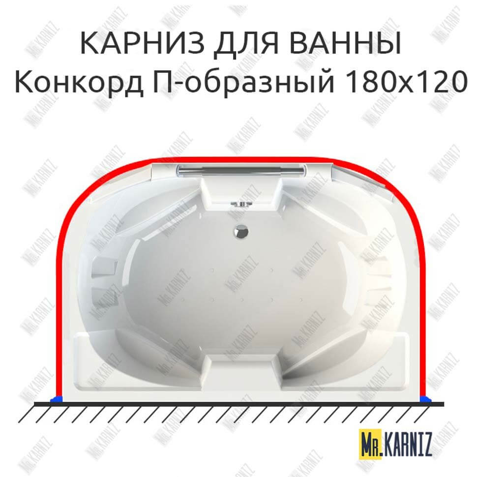 Карниз для ванны Radomir Конкорд П-образный 180х120 Усиленный 25 мм MrKARNIZ Карниз для ванны Radomir Конкорд П-образный 180х120 Усиленный 25 мм MrKARNIZ