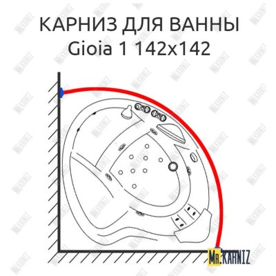 Карниз для ванны Doctor Jet Gioia - 1 142х142 Усиленный 20 мм MrKARNIZ