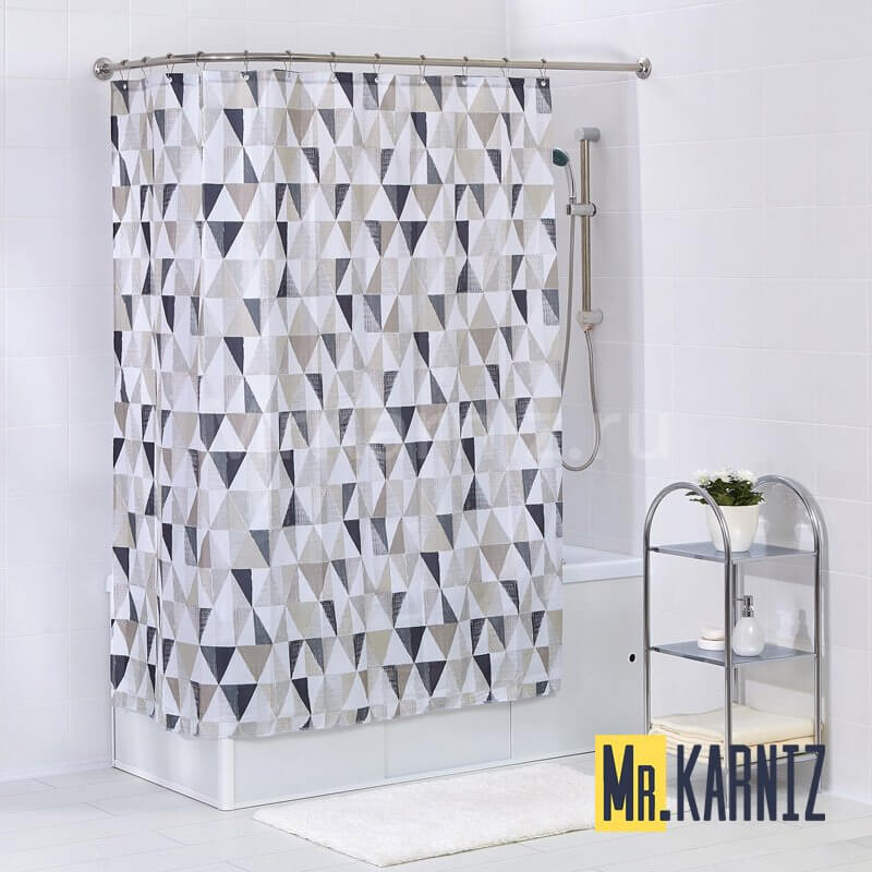 Штора для ванной Tringular Scrawl grey