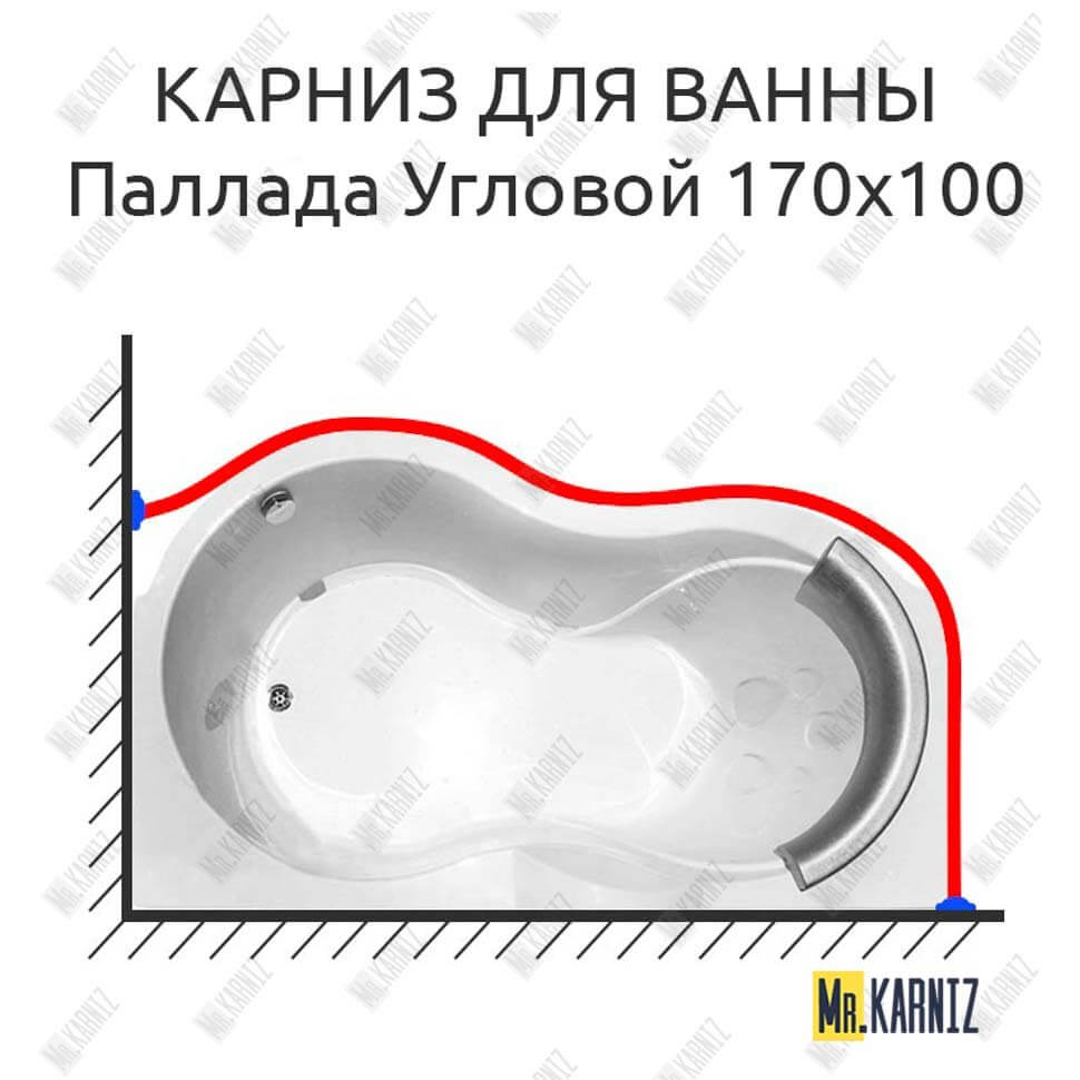 Карниз для ванны Radomir Паллада Угловой 170х100 Усиленный 25 мм MrKARNIZ Карниз для ванны Radomir Паллада Угловой 170х100 Усиленный 25 мм MrKARNIZ