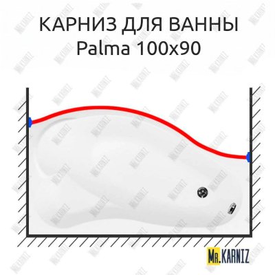 Карниз для ванны Aquanet Palma Передний борт 170х100 Усиленный 20 мм MrKARNIZ