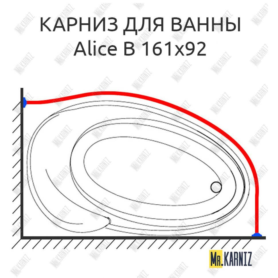 Карниз для ванны Doctor Jet Alice B 161х92 Усиленный 25 мм MrKARNIZ Карниз для ванны Doctor Jet Alice B 161х92 Усиленный 25 мм MrKARNIZ